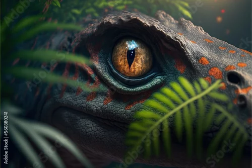 Obraz close up of a predator dinosaur eye generative ai art