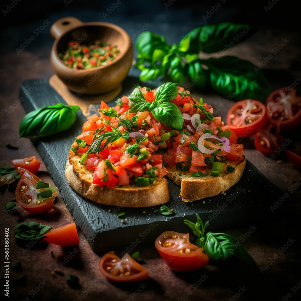 bruschetta created with generative AI technology bruschetta created with generative AI technology