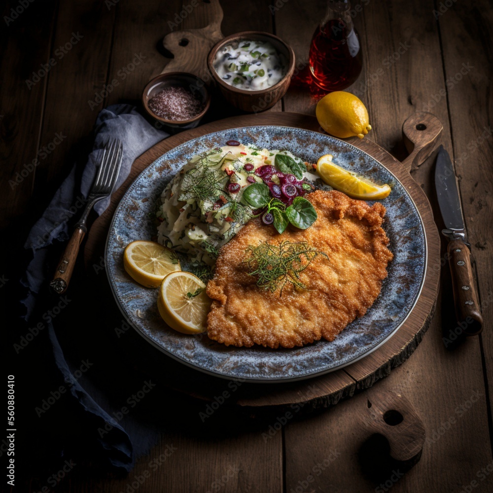 Wiener Schnitzel created with generative AI technology