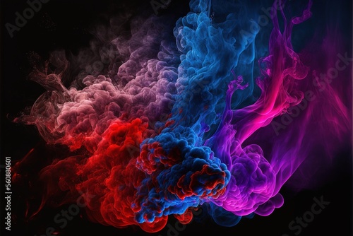 Illustrative Vivid red, blue contrasting smoke. generative ai © Creative Station