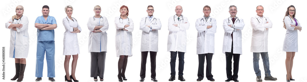 group of doctors in full length isolated on white group of doctors in full length isolated on white
