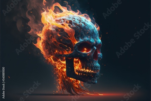 Skull on fire generative ai artwork