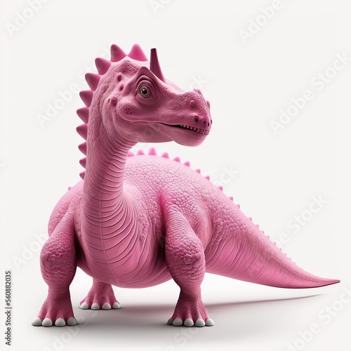 Wallpaper of a pink Dinosaur on white background. generative ai