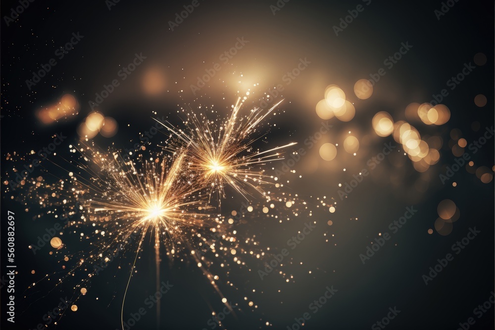 Obraz premium party celebration Sparklers burning bright with shiny sparks and bokeh festive generative ai background