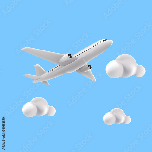 Air plane 3d rendered isolated vector eps