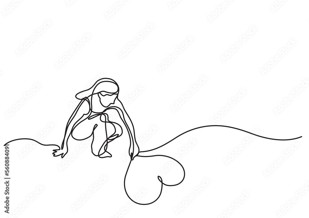 continuous line drawing woman drawing heart on sand - PNG image with transparent background continuous line drawing woman drawing heart on sand - PNG image with transparent background