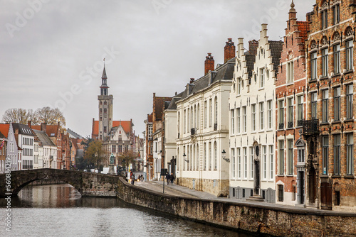 Streets of Brugge old town. Medieval Europe  Belgium.