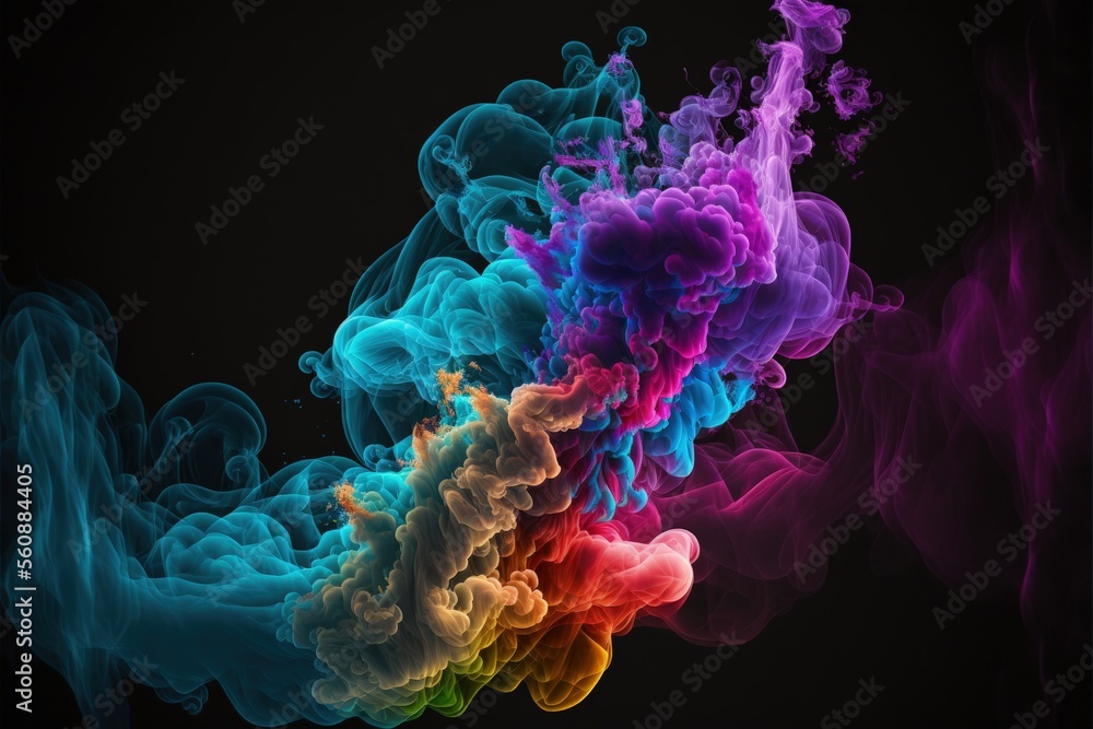Fototapeta premium Colored smoke on black background generative ai artwork
