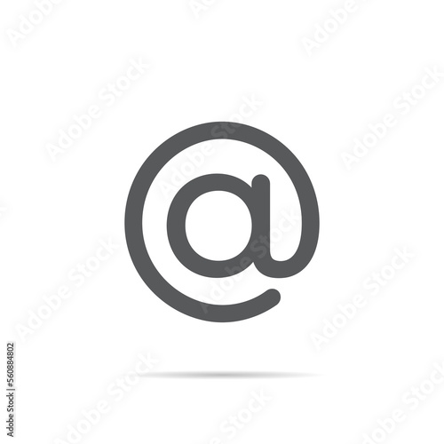 At, mentions email icon vector in rounded ends style