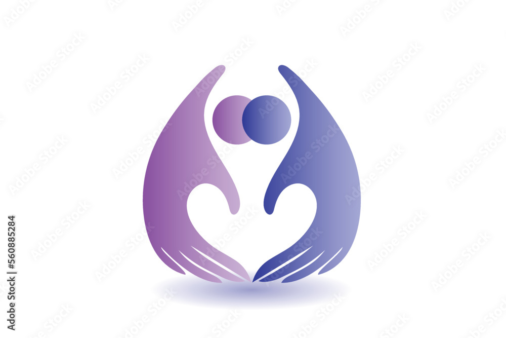 Logo hand shape couple love heart human people figures dancing together icon vector graphic image design Logo hand shape couple love heart human people figures dancing together icon vector graphic image design