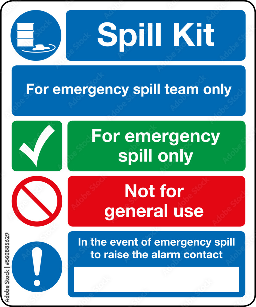 Hazardous Substance Management Spill Kit Signs For emergency spill team