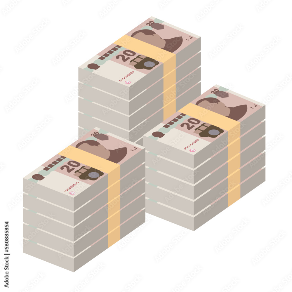 Yuan Renminbi Vector Illustration. Chinese money set bundle banknotes. Paper money 20 CNY. Flat style. Isolated on white background. Simple minimal design. Yuan Renminbi Vector Illustration. Chinese money set bundle banknotes. Paper money 20 CNY. Flat style. Isolated on white background. Simple minimal design.