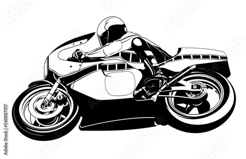 Motorcycle rider riding racebike on racetrack  photo