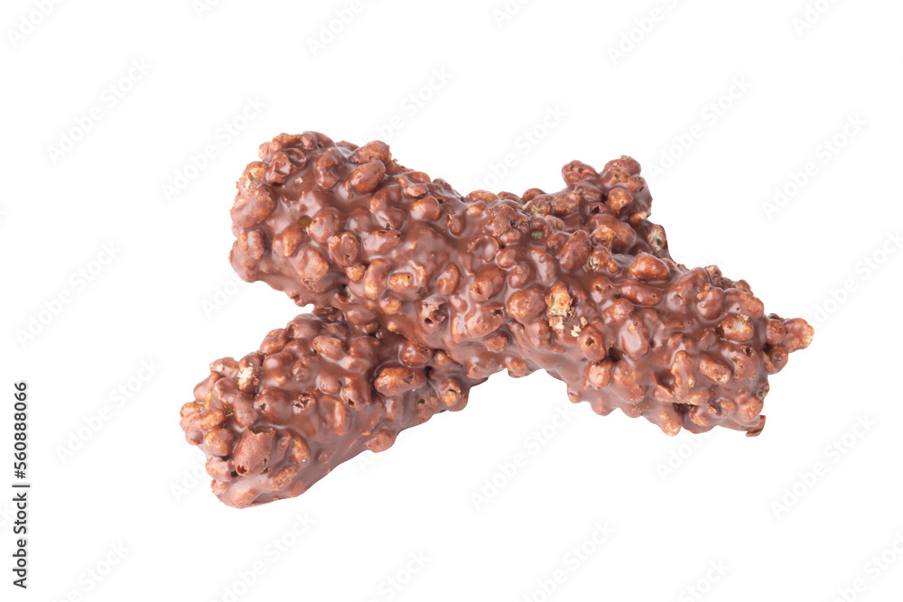 Obraz premium wafer ceramel crispy chocolate isolated on white background