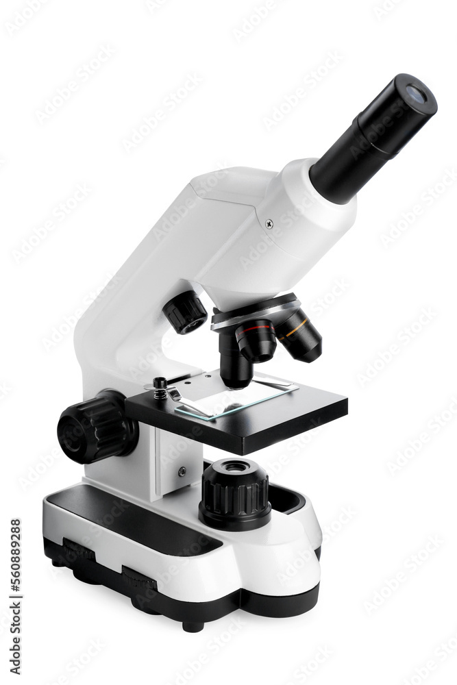 Modern microscope isolated on white. Medical equipment Modern microscope isolated on white. Medical equipment