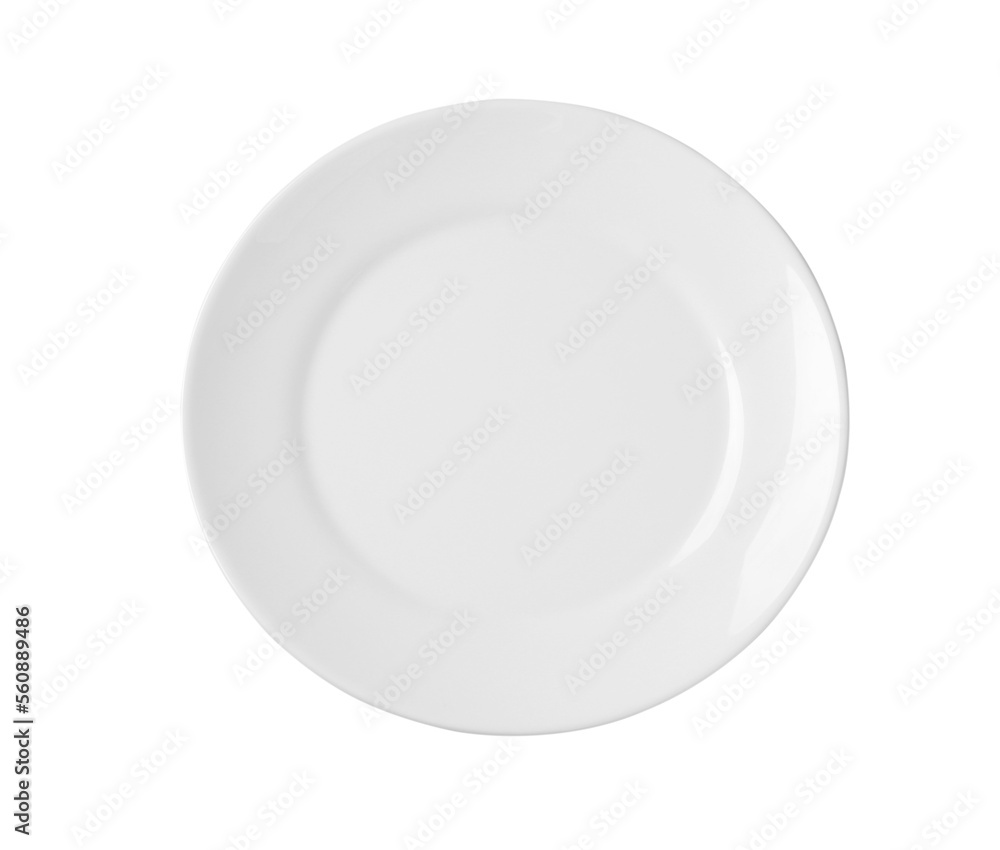 Empty ceramic plate isolated on white, top view Empty ceramic plate isolated on white, top view