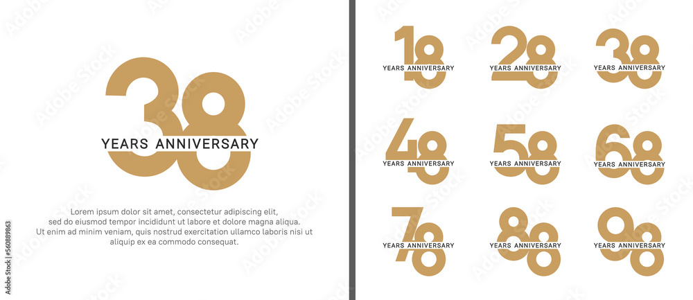 set of anniversary logo style gold and black color on white background for celebration set of anniversary logo style gold and black color on white background for celebration