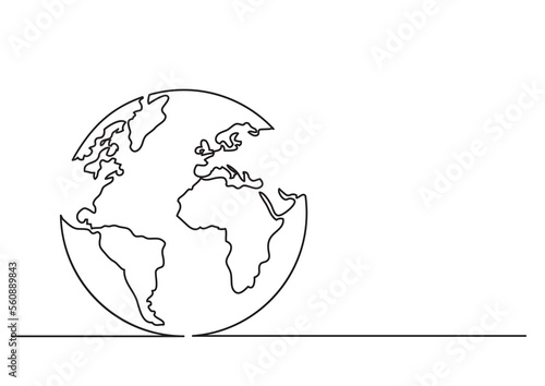 Fototapeta Naklejka Na Ścianę i Meble -  continuous line drawing globe - PNG image with transparent background