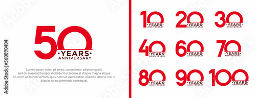 set of anniversary logo style red and black color on white background for special moment