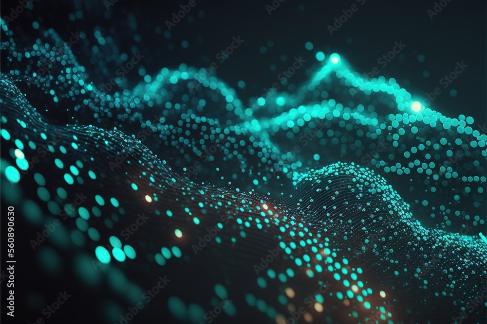 Connected glowing 3d grid, digitalization, wave, network created with generative ai technology Connected glowing 3d grid, digitalization, wave, network created with generative ai technology