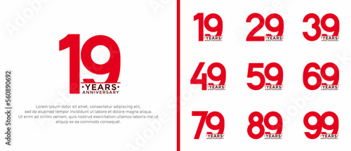 Wallpaper Mural set of anniversary logo style red and black color on white background for special moment Torontodigital.ca