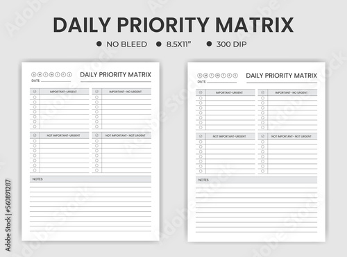 Daily priority matrix planner or logbook