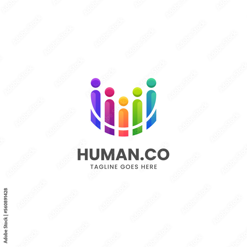 Vector Logo Illustration Human Gradient Colorful Style.