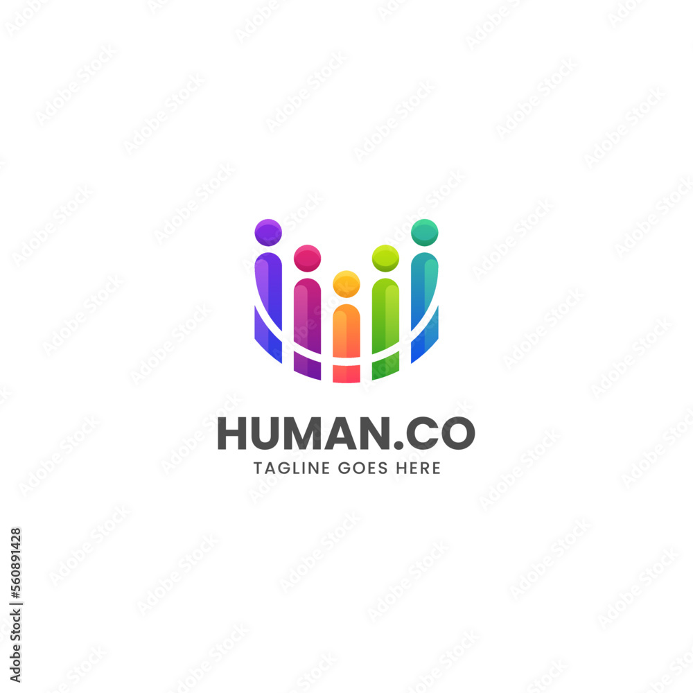 Obraz premium Vector Logo Illustration Human Gradient Colorful Style.