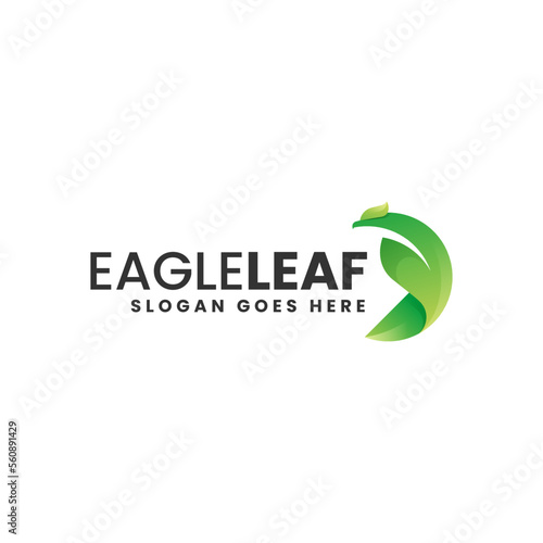 Vector Logo Illustration Eagle Leaf Gradient Colorful Style.