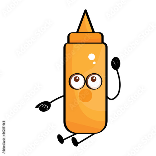 Isolated cute mustard bottle cartoon character Vector