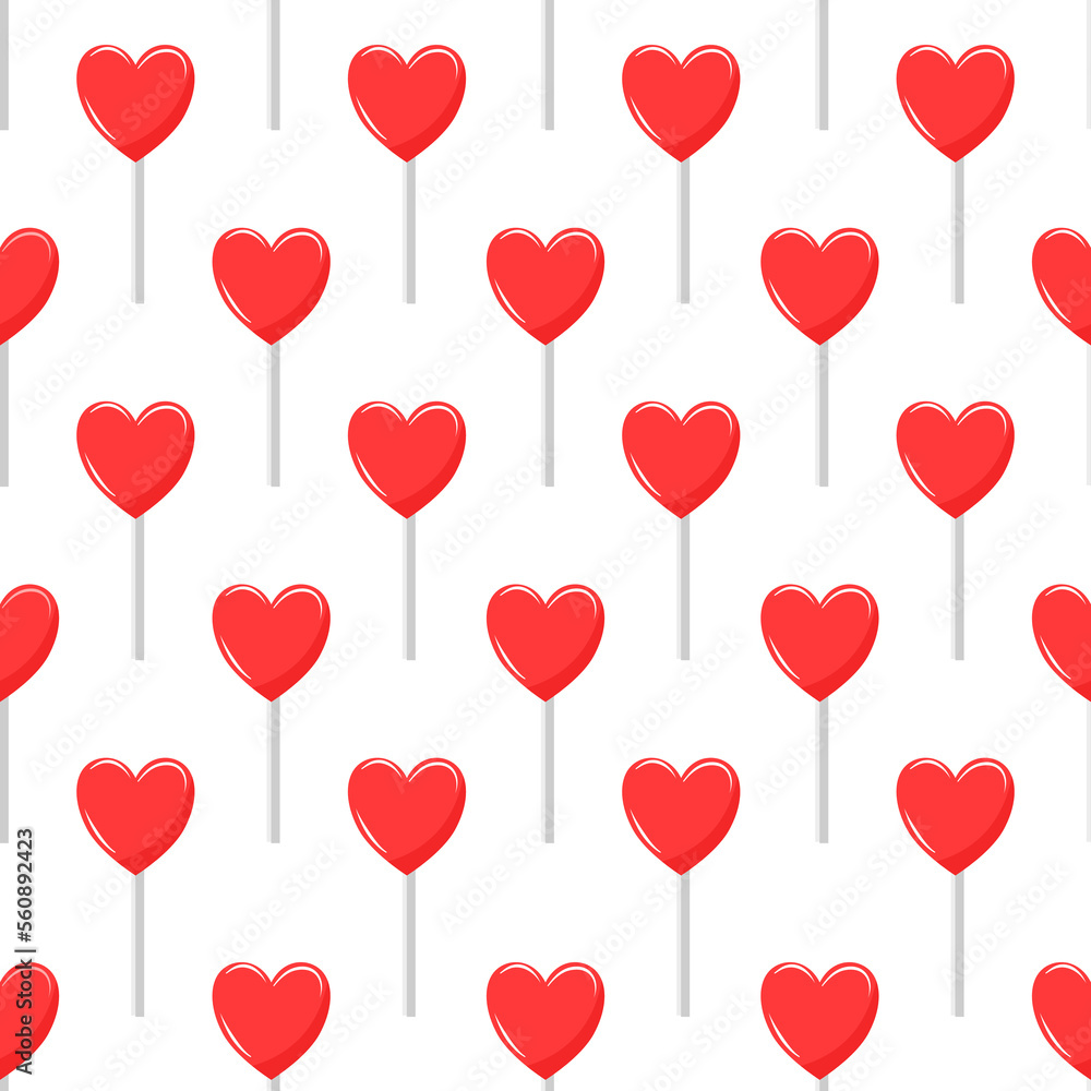 Heart Lollipops seamless pattern on transparent background.