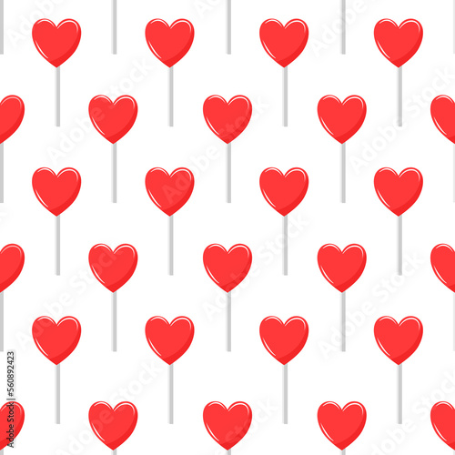 Heart Lollipops seamless pattern on transparent background.