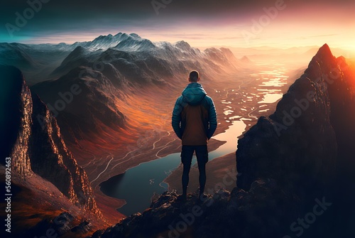 a person standing at the edge of a cliff  looking out at a beautiful landscape with a sense of freedom and empowerment  AI Generated 