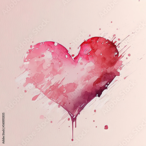 Watercolor style of Valentine's day and wedding background design of hearts illustration. Generative ai.