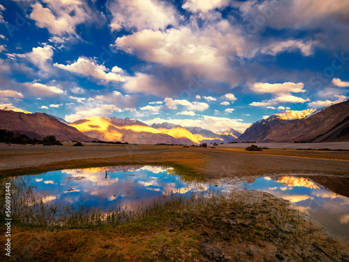 lake and mountains in Ladakh, India