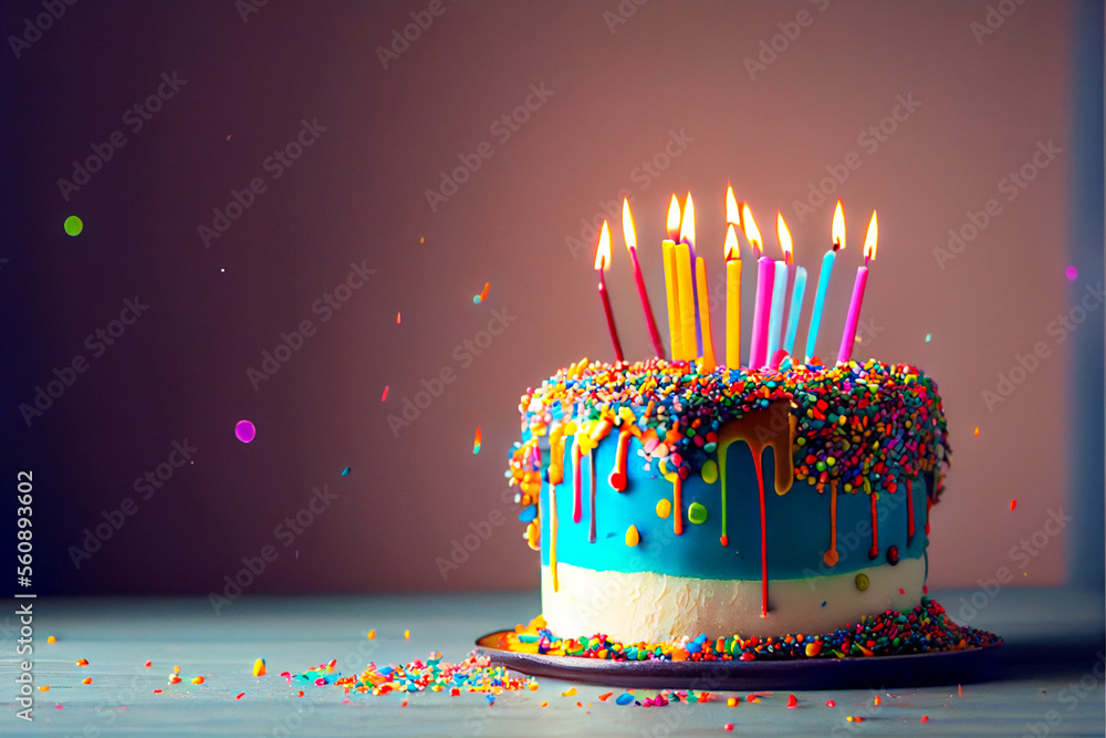 birthday cake with candles Stock Illustration | Adobe Stock
