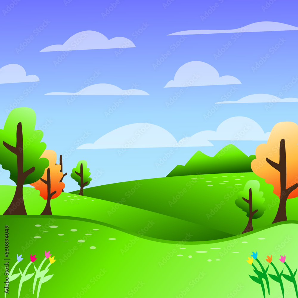premium vector l cool scenery background during the day. kawaii vector.