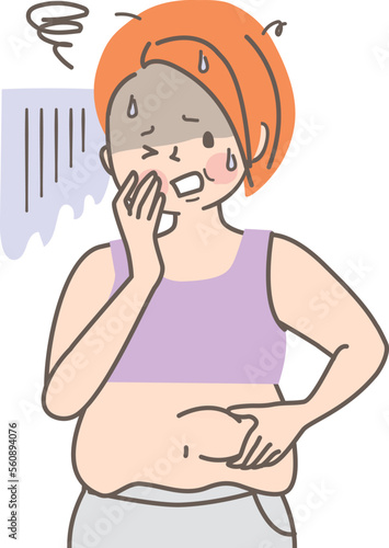 太ってショックを受けている女性のベクターイラスト素材