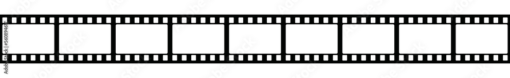 Film strip icon. Pictures film strip. Video tape or photo film strip frame on white background, vector illustration