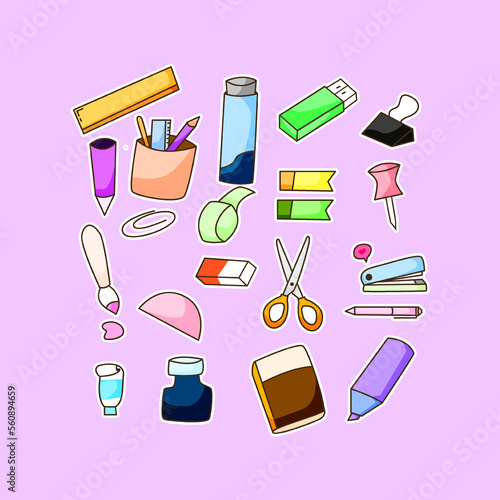 premium vector l cute style stationery with set bundle. kawaii vector.