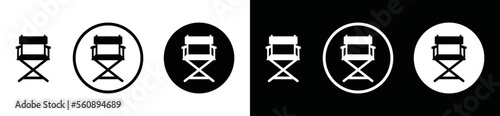Film director chair icon vector. Director chair or director's seat icon symbol in the circle for apps and websites, vector illustration
