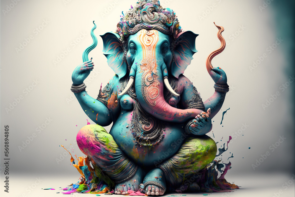 Fototapeta premium Beautiful Lord Ganesha, AI