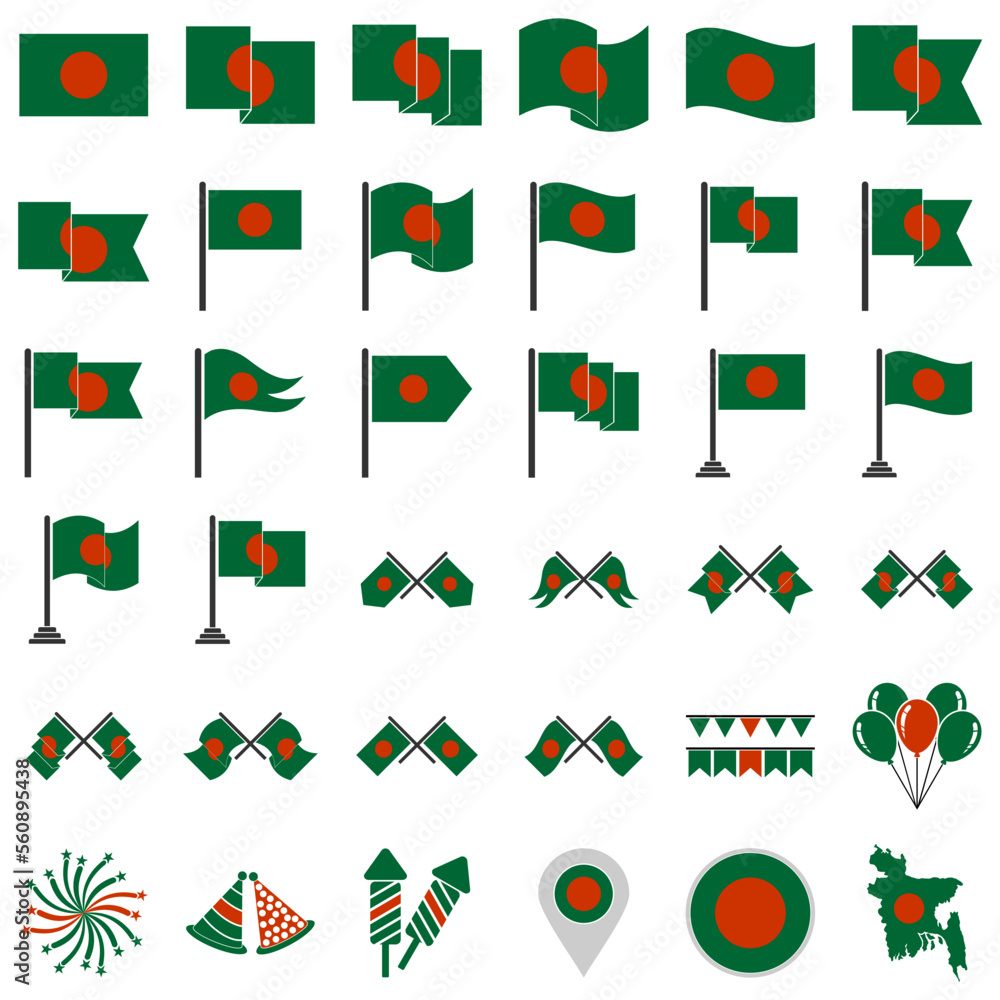 Bangladesh independence day icon set vector sign symbol