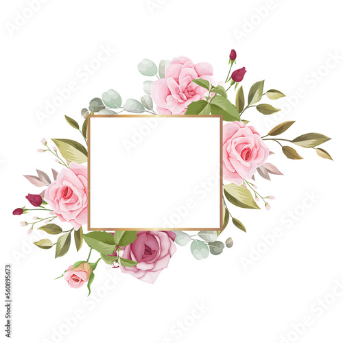 beautiful hand drawn magenta and pink flower floral frame © mariadeta