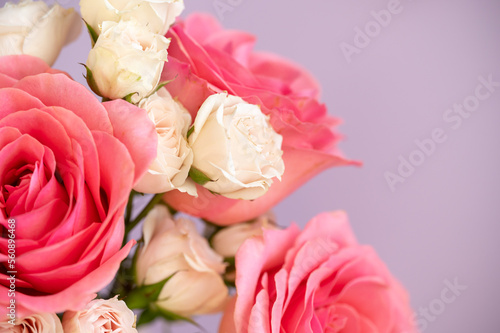 bouquet of roses with lavender background