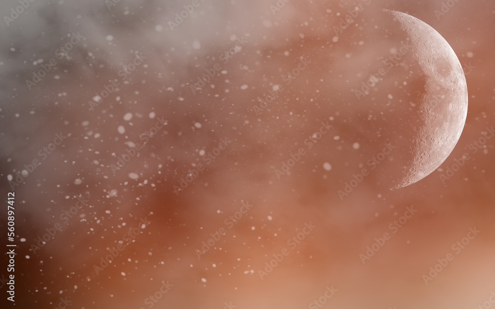 Fototapeta premium Illustrated powerful of The moon on atmosphere background.