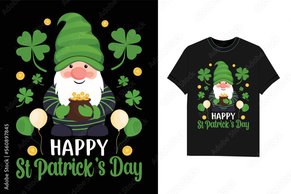 St. Patricks Day gnome vector T-Shirt design St. Patricks Day gnome vector T-Shirt design