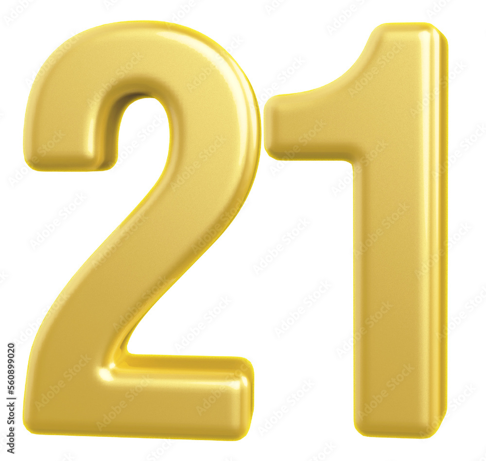 3d gold modern number 21 with generative AI 3d gold modern number 21 with generative AI