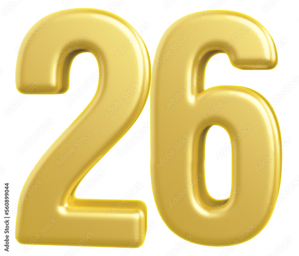 3d gold modern number 26 with generative AI 3d gold modern number 26 with generative AI