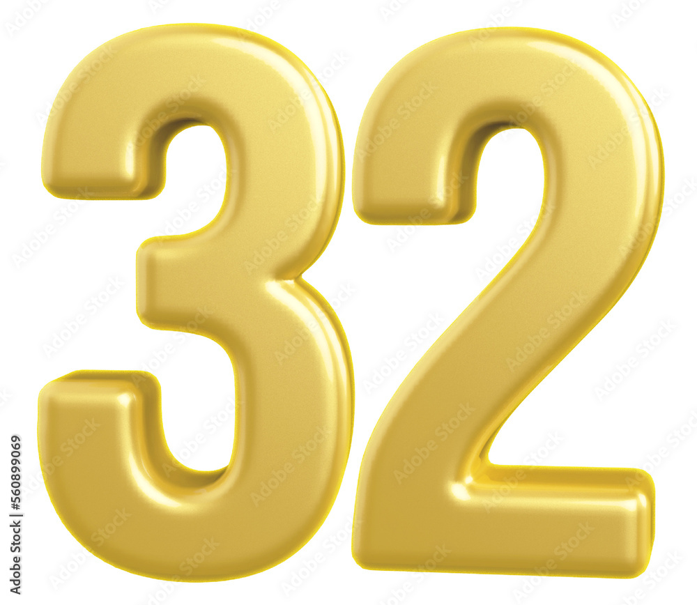 3d gold modern number 32 with generative AI 3d gold modern number 32 with generative AI